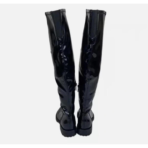 GUESS WOMEN'S SIZE 7.5 OVER THE KNEE RANIELE BLACK PATENT BOOTS NEW - Picture 4 of 4